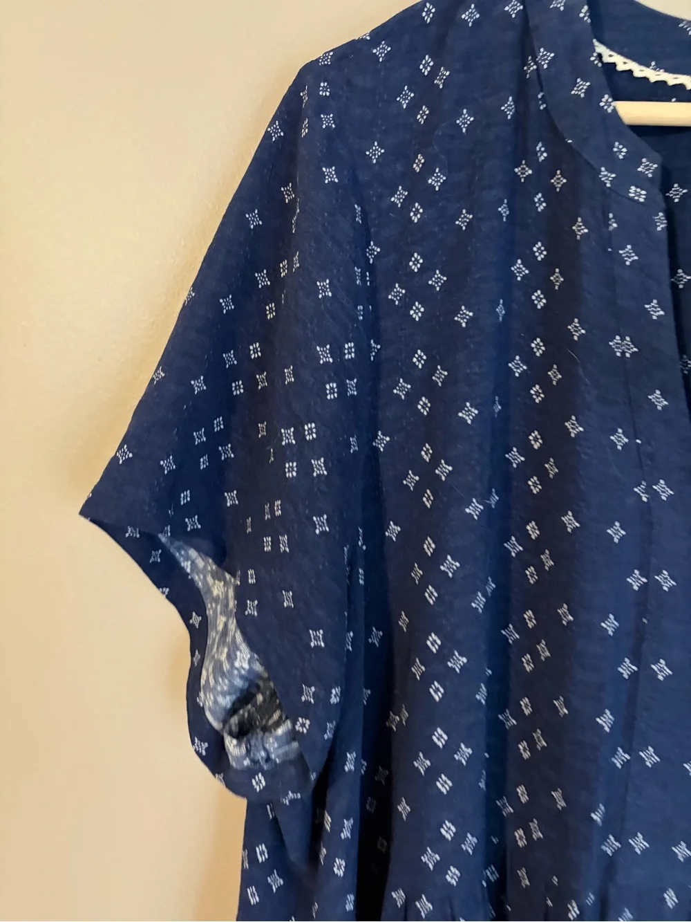 Anthropologie  Maeve Navy Blue Printed Short-Sleeve Midi Dress 2x - Picture 5 of 11